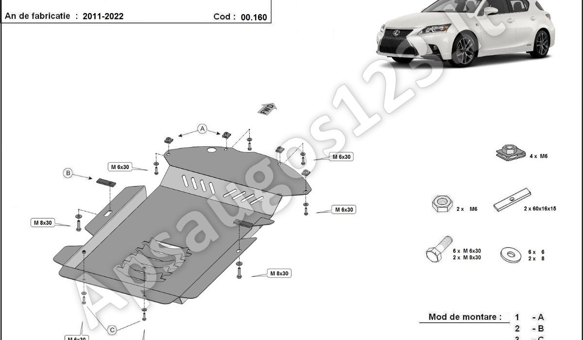 Lexus CT200H katalizatoriaus apsauga 2011-2022