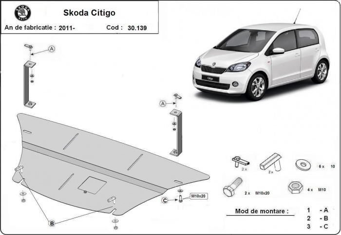 Škoda Citigo variklio apsauga 2011-2020 - Image 3