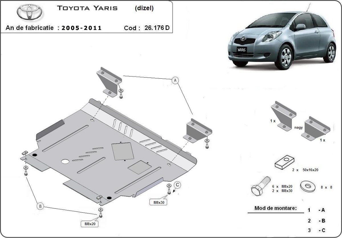 Toyota Yaris variklio apsauga 2005-2011 (D) - Image 3