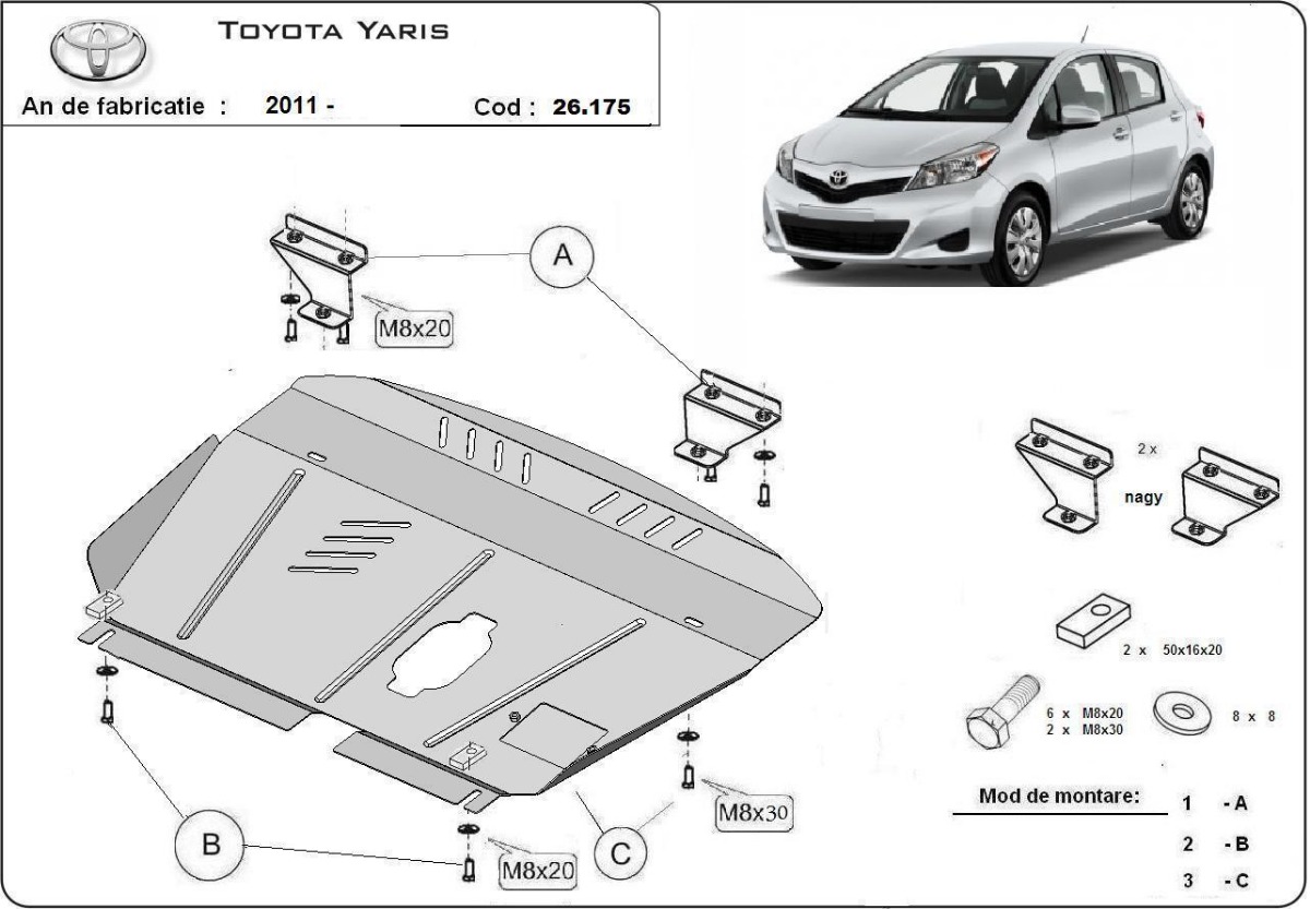 Toyota Yaris variklio apsauga 2011-2020 - Image 3