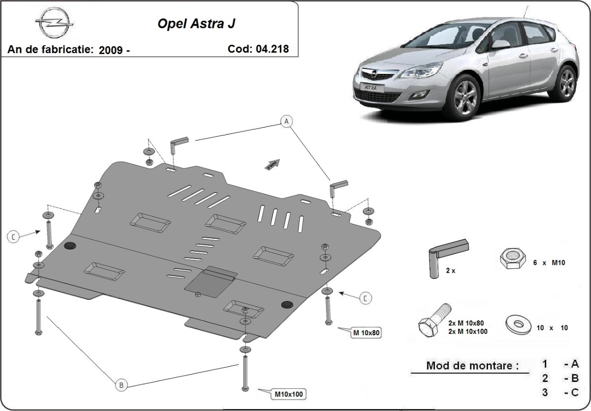 Opel Astra J variklio apsauga 2009-2015 - Image 3