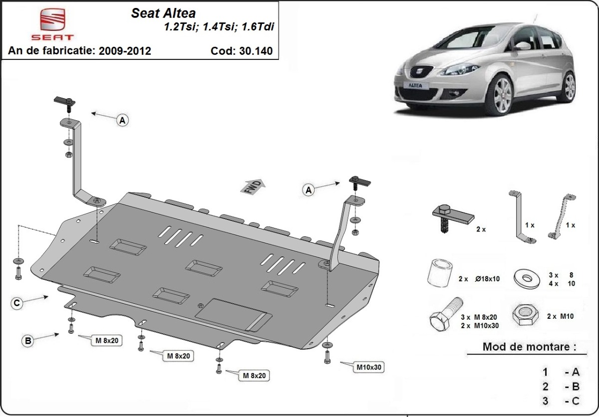 Seat Altea variklio apsauga 2010-2015 - Image 3