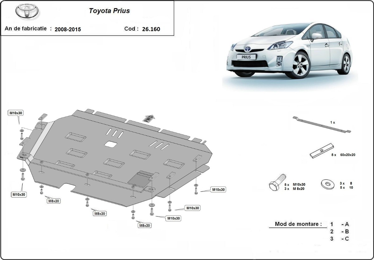Toyota Prius variklio apsauga 2008-2015 - Image 3