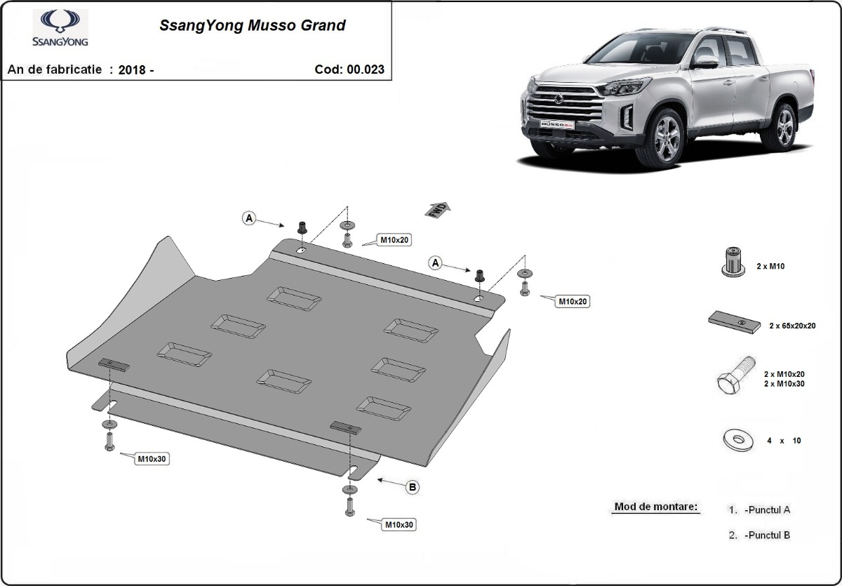 SsangYong Musso Grand pavarų dėžės apsauga 2018-2026 - Image 3