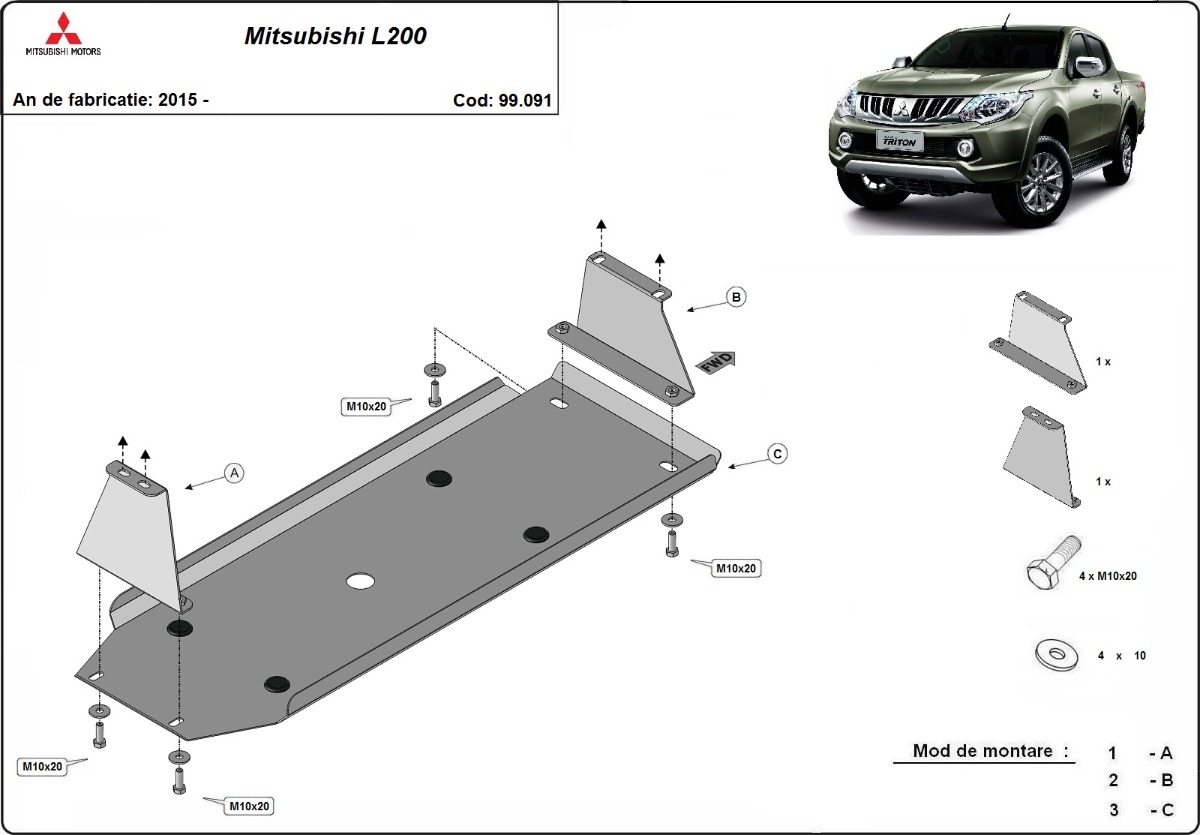 Mitsubishi L 200 kuro bako apsauga 2015-2026 - Image 3
