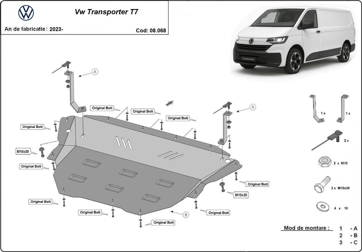 Volkswagen Transporter T7 Van variklio apsauga 2023-2026 - Image 3
