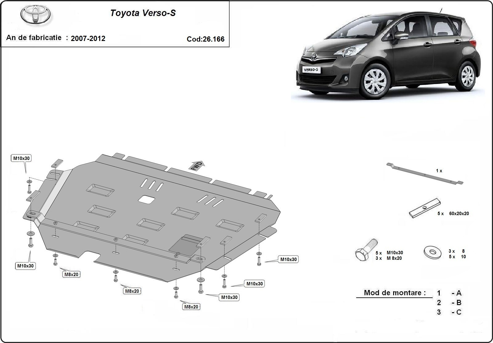 Toyota Verso variklio apsauga 2007-2018 - Image 3