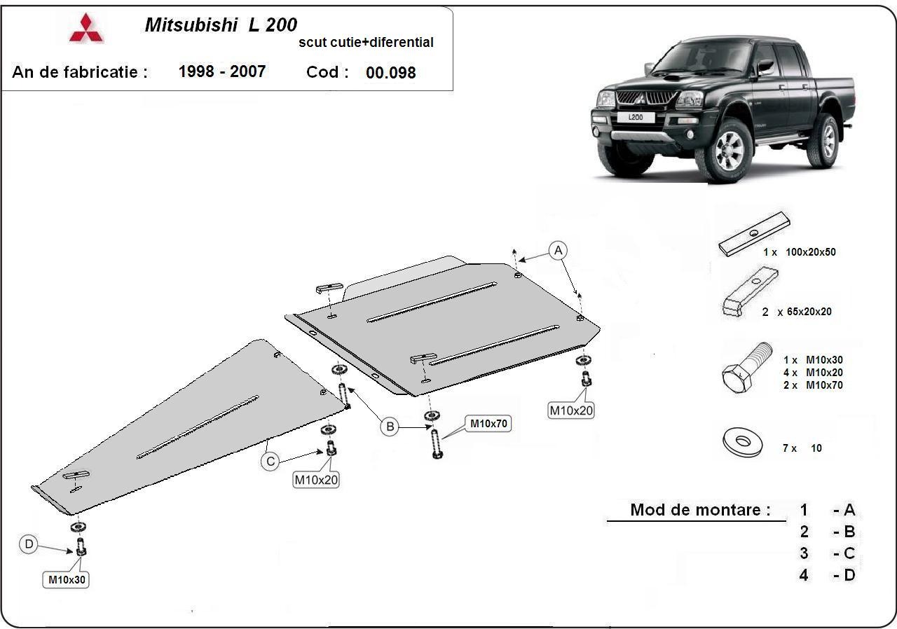 Mitsubishi L 200 pavarų dėžės ir diferencialo apsauga 1998-2007 - Image 3