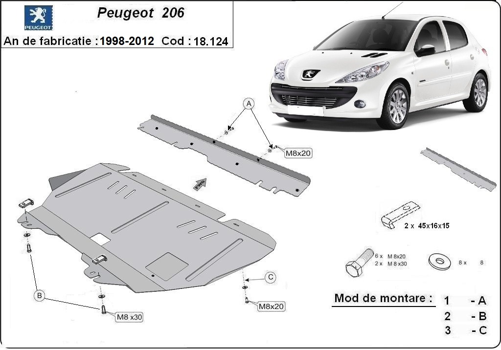 Peugeot 206 variklio apsauga 1998-2012 - Image 3