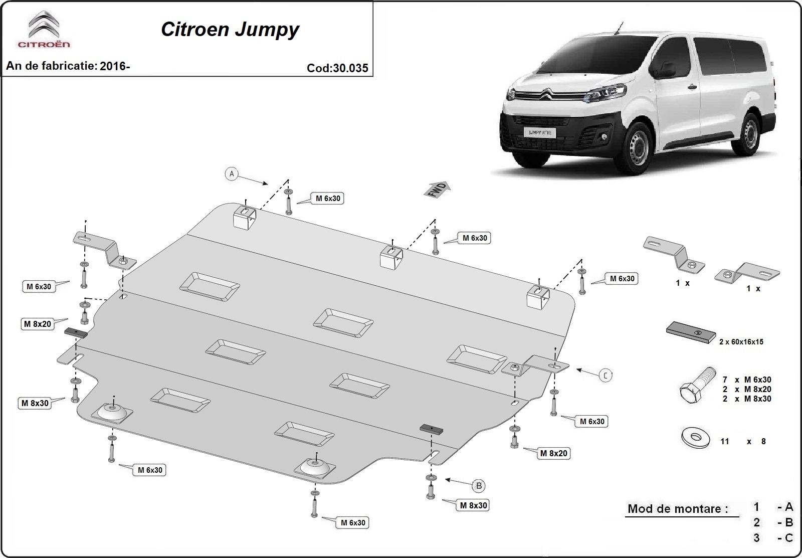 Citroen Jumpy variklio apsauga 2016-2026 - Image 3