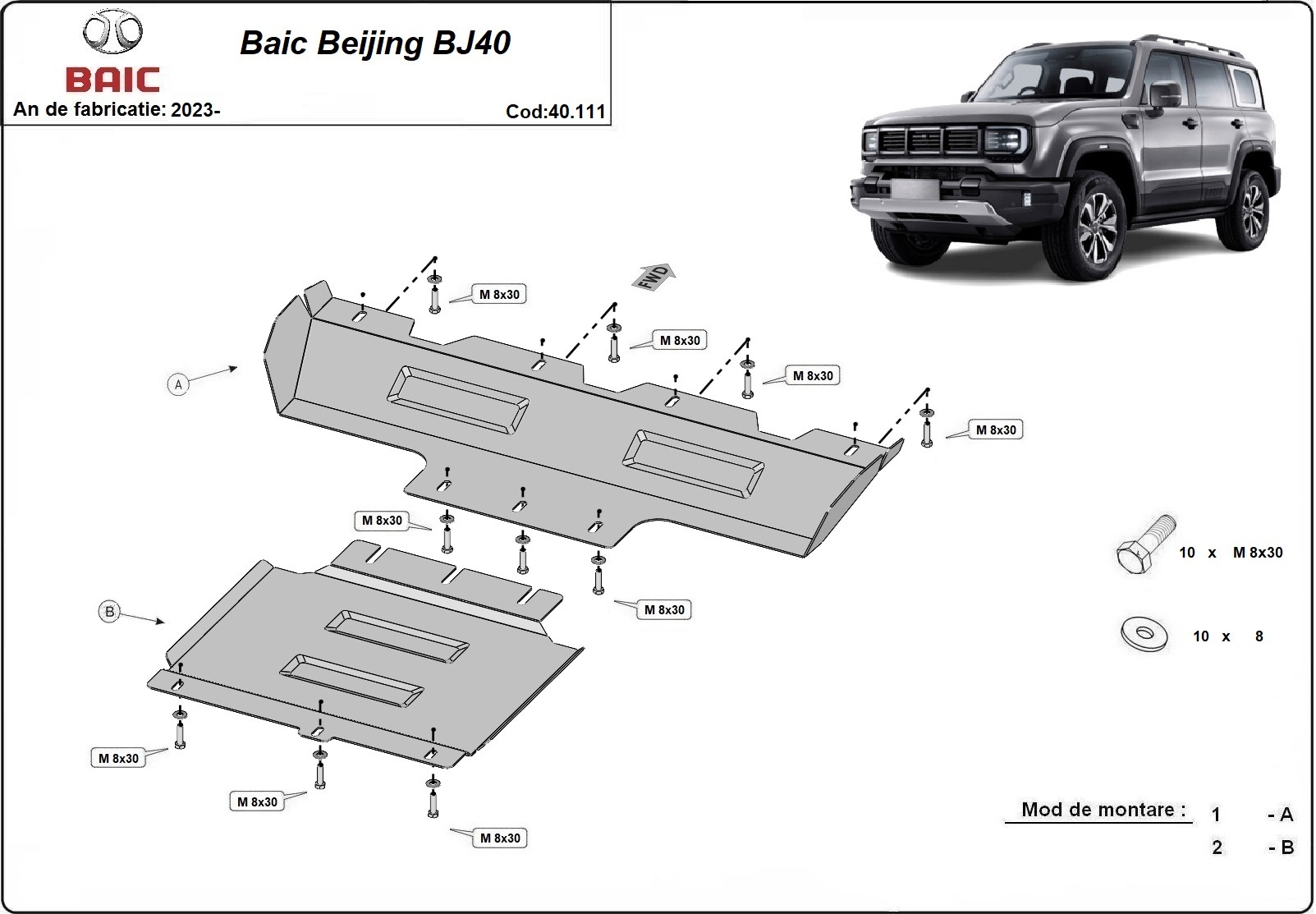 Baic Beijing BJ40 variklio apsauga 2023-2026 - Image 3