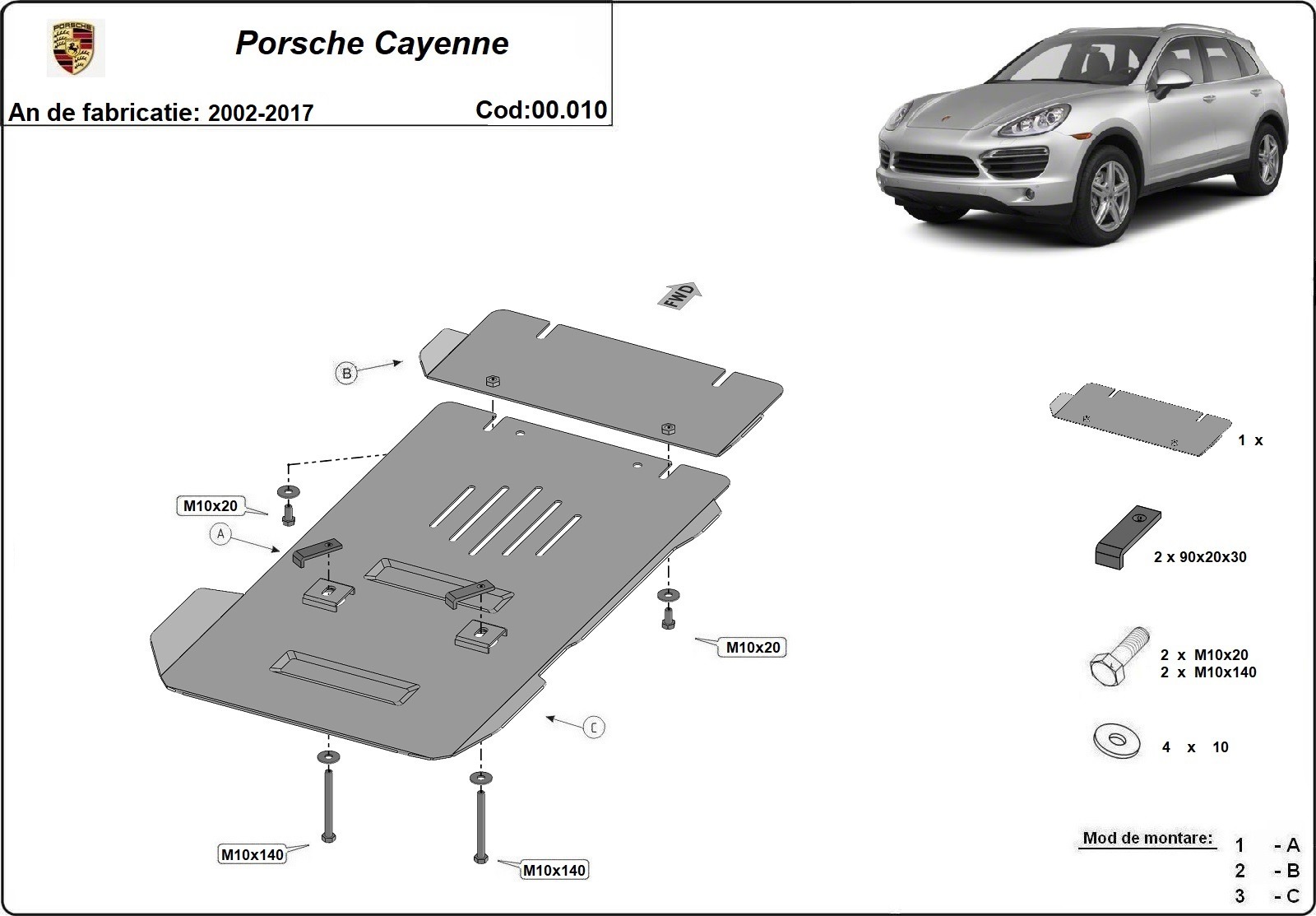 Porsche Cayenne pavarų dėžės apsauga 2002-2017 - Image 3