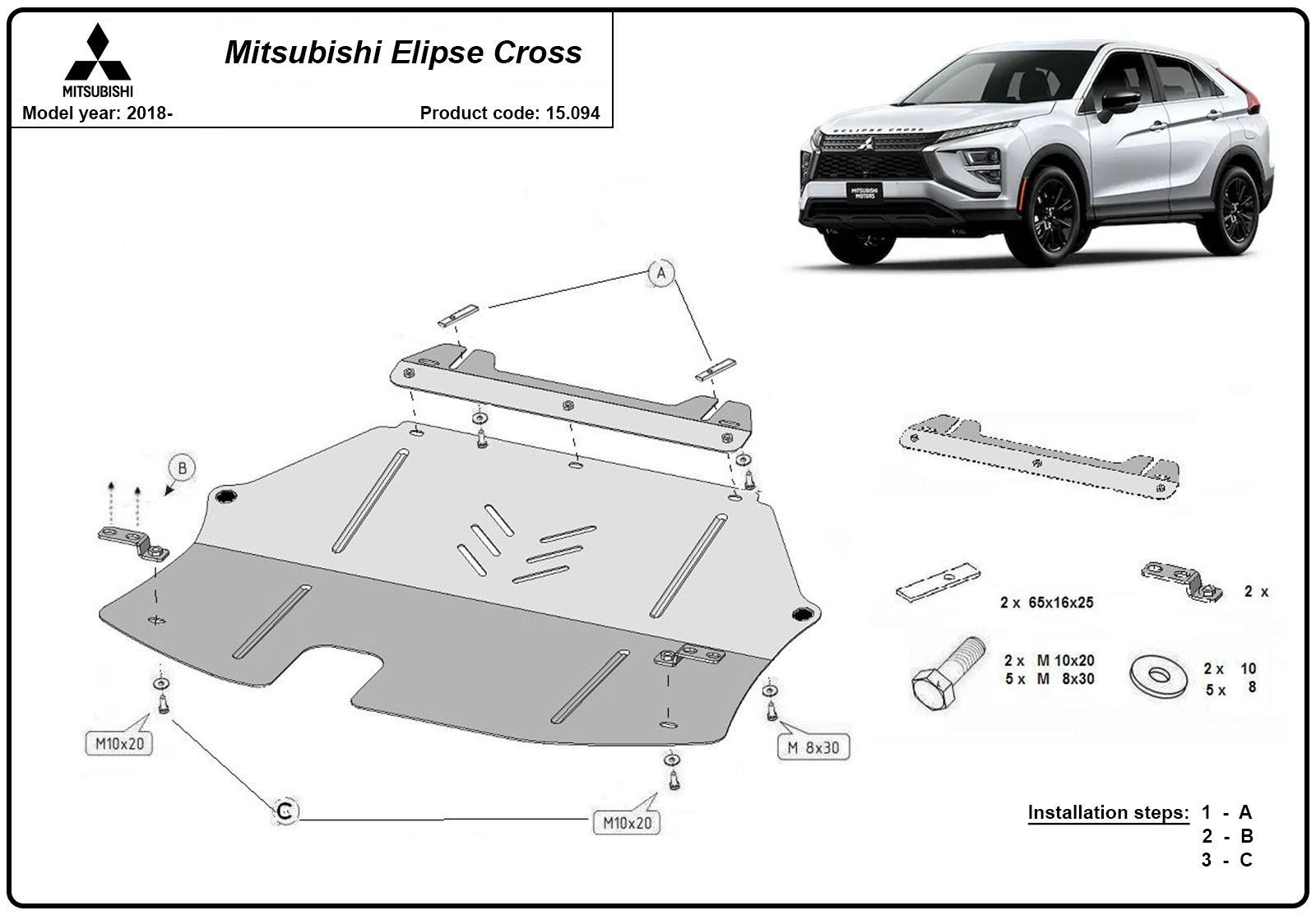 Mitsubishi Eclipse Cross variklio apsauga 2018-2026 - Image 3