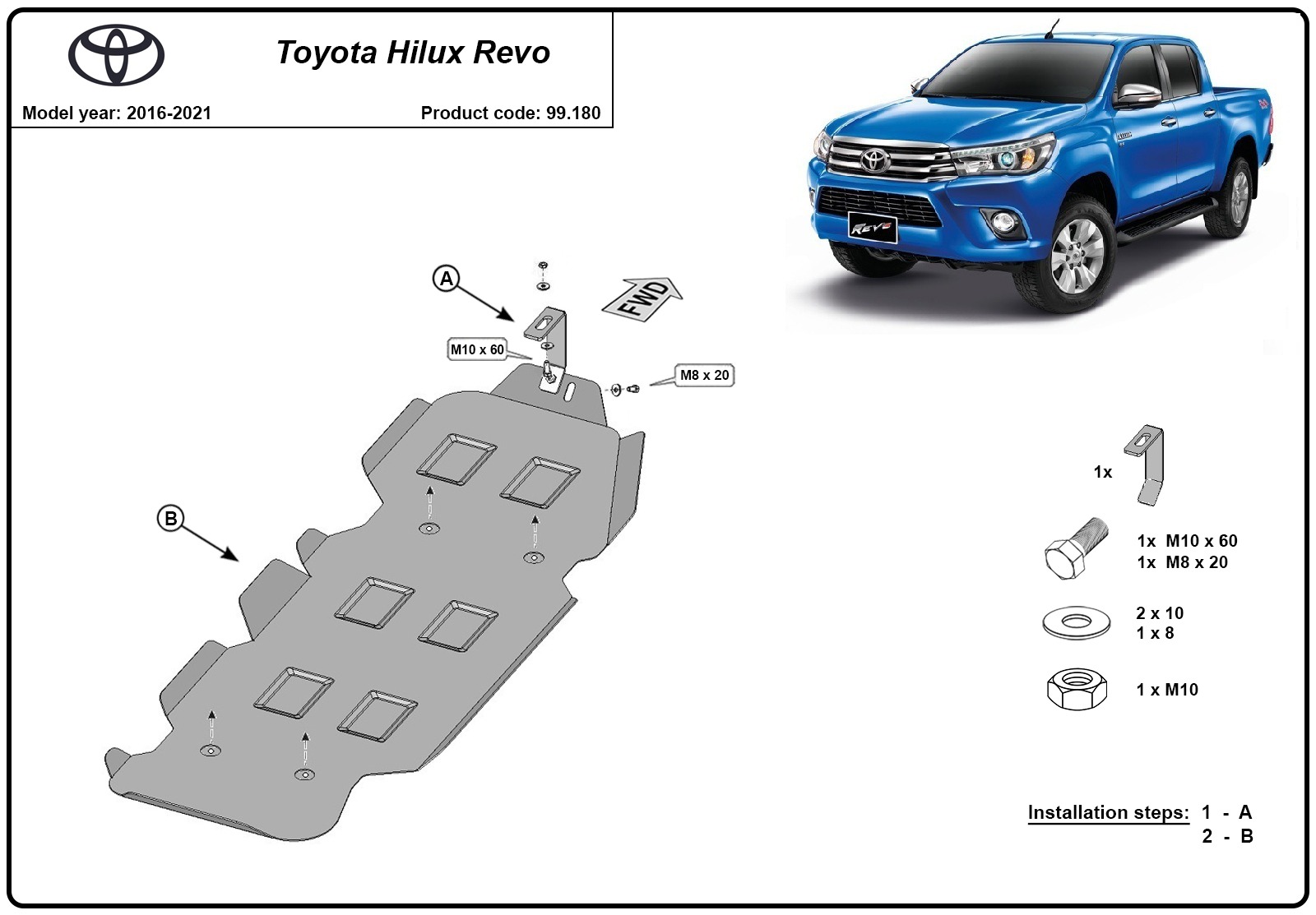 Toyota Hilux Revo kuro bako apsauga 2016-2021 - Image 3