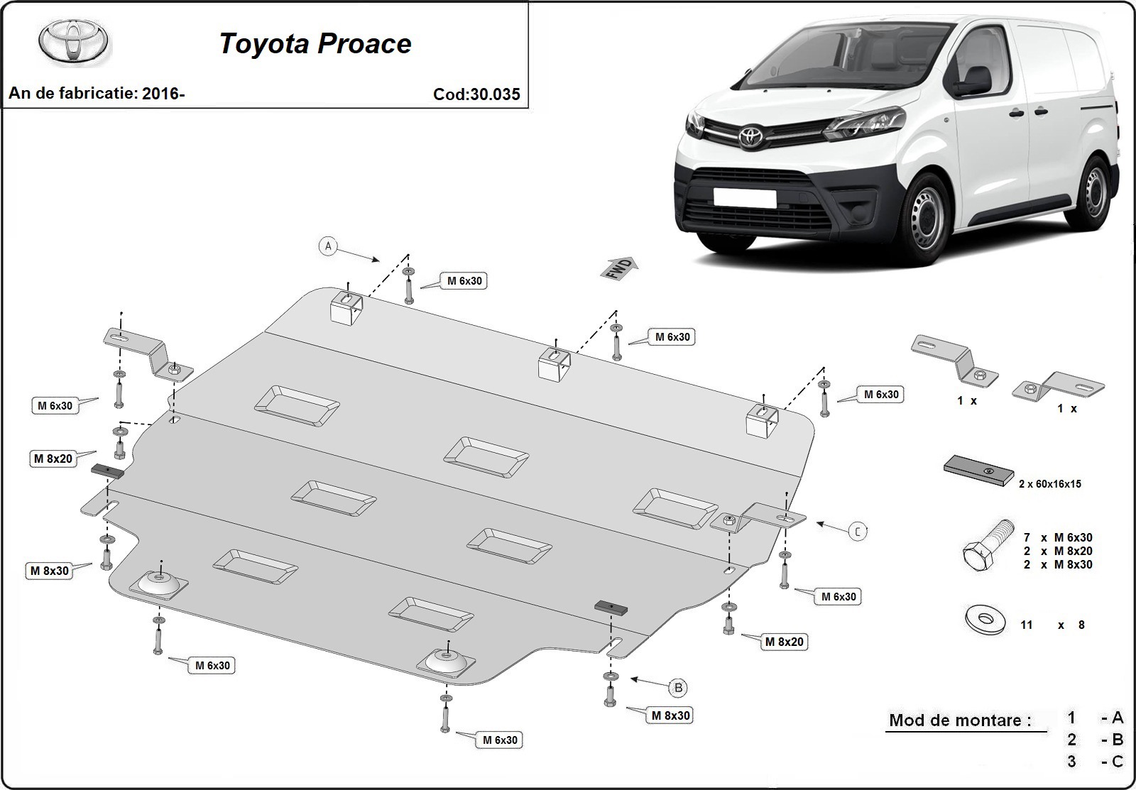 Toyota Proace variklio apsauga 2016-2026 - Image 3