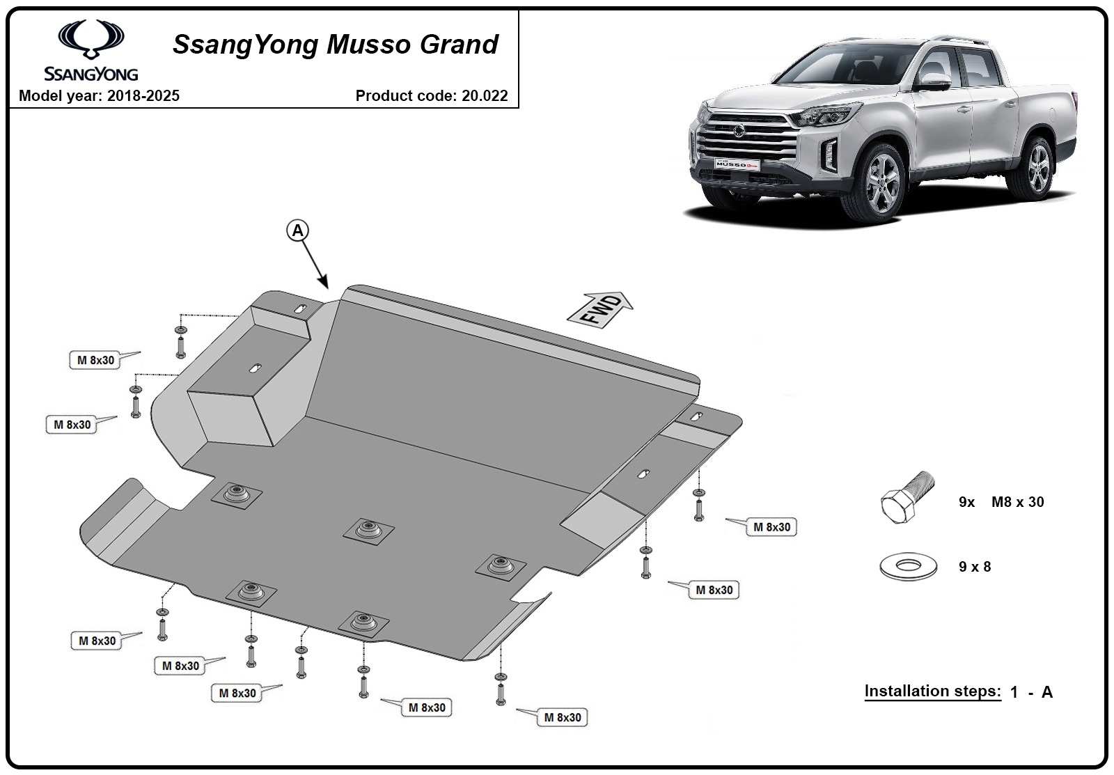 SsangYong Musso Grand variklio apsauga 2018-2026 - Image 3